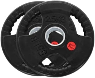 2.5kg Tri-Grip Olympic Rubber Bumper Weight Plate Set | 2โ Standard Barbell Plates for Strength Training & Weightlifting | Durable, Non-Slip Grip for Home & Commercial Gyms