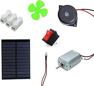 Electronic Spices Diy Mini School Solar Projects Kit Motor Battery Buzzer Kit For Hobbyists And School& College Students With User Manual and Video Tutorial