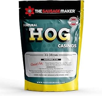 The Sausage Maker - North American Natural Hog Casings for Home Sausage Making, Make 25 lbs. of Standard Italian, Polish and Bratwurst at about ~1.5” Stuffed Diameter Links (1)