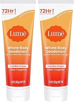 Whole Body Deodorant - Invisible Cream Tube - 72 Hour Odor Control - Aluminum Free, Baking Soda Free, Skin Safe - 3.0 ounce (Pack of 2) (Clean Tangerine)