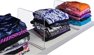 Bee Neat Closet Organization with Acrylic Clear Shelf Dividers - Closet Shelf Organizer for Clothes, Towels, Sweaters, Purses, and Books - Shelf Separators - 2 Pack (8" Tall 11 ⅝" Deep)