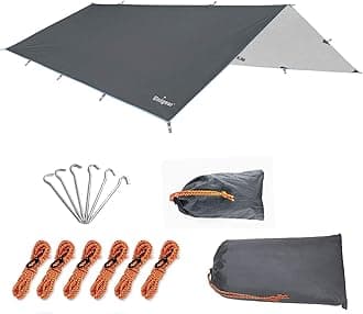 Unigear Hammock Rain Fly, 16.5/14.4/13.1/9.8ft Camping Tarp, UV Protection & Waterproof & Lightweight for Camping, Backpacking and Outdoor Adventure (Gray, 9.8 * 9.8ft)