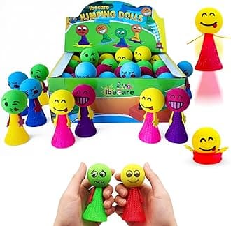 Ibecare Jumping Spring Toys Colorful for Kids Birthday party | Toy for Girls Boys Bouncy Ball for party favors Birthday Giveaways | Bulk Mini Toys Goody Bag (24 Pcs)