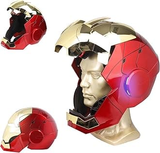 Iron Hero MK 5 1:1 Wearable Helmet - Voice, Touch, and Remote Control with LED Eyes, Realistic Sound Effects, Perfect for Cosplay, Display, and Collectible Figures for Man and Teen,Gold