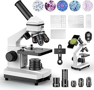 PalliPartners 100X-2000X Microscopes for Kids Students Adults, Powerful Biological Microscopes for School Laboratory Home Education,with Microscope Slides Set, Phone Adapter