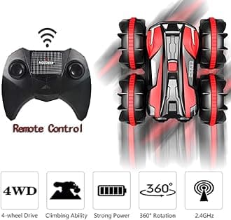Kids Toys for Boys Girls RC Car/Boat Remote Control Cars Pool Water Toy Gift Off Road Rock Crawler 4WD 2.4Ghz Waterproof Stunt Radio Controlled Vehicles Christmas/Birthday Gift
