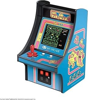 My Arcade Micro Player Mini Arcade: Ms. Pac-Man Video Game, Fully Playable, 6.75 Inch Collectible, Color Display, Speaker, Volume Buttons, Headphone Jack - Electronic Games